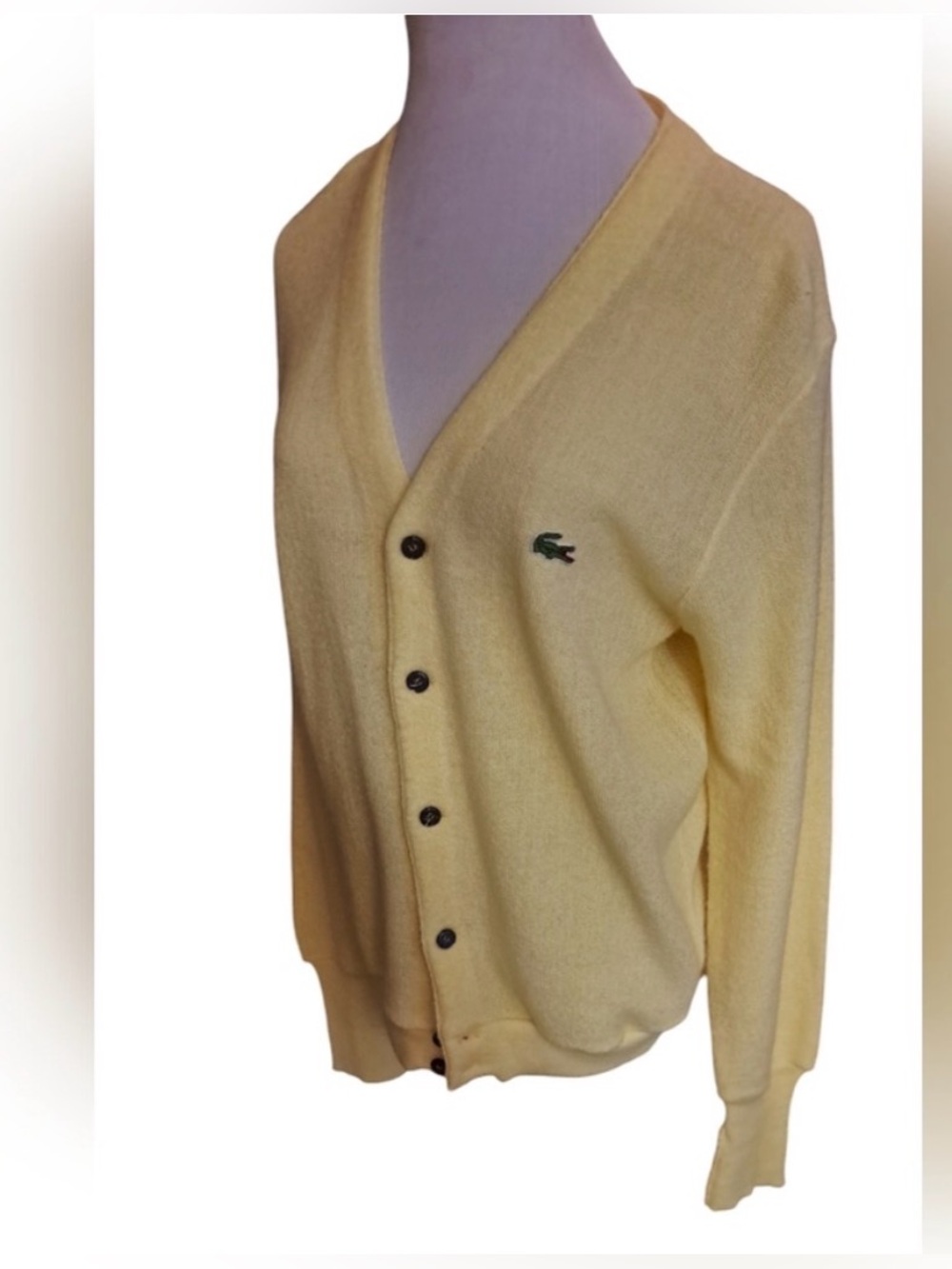 Men's Izod Lacoste Yellow Cardigan Sweater. Vintage
